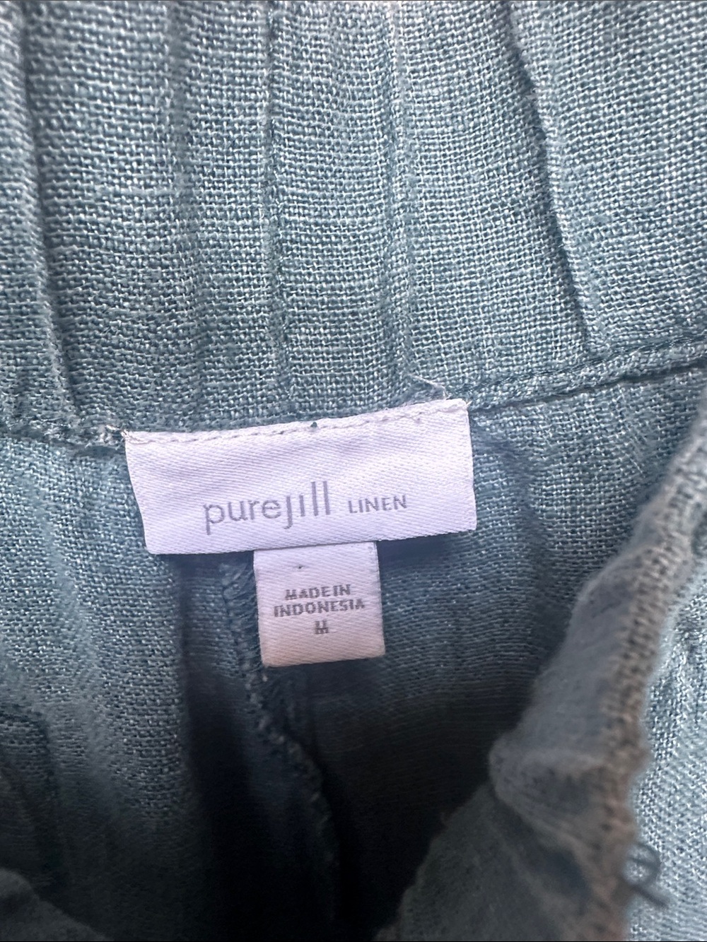 PureJill Linen Women's Wide-Leg Pants in Teal - Picture 2 of 12